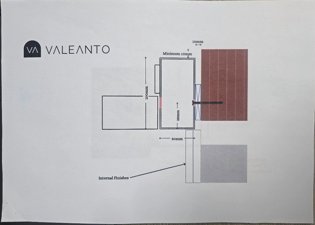 Direct fixing through the frame with internal finishes